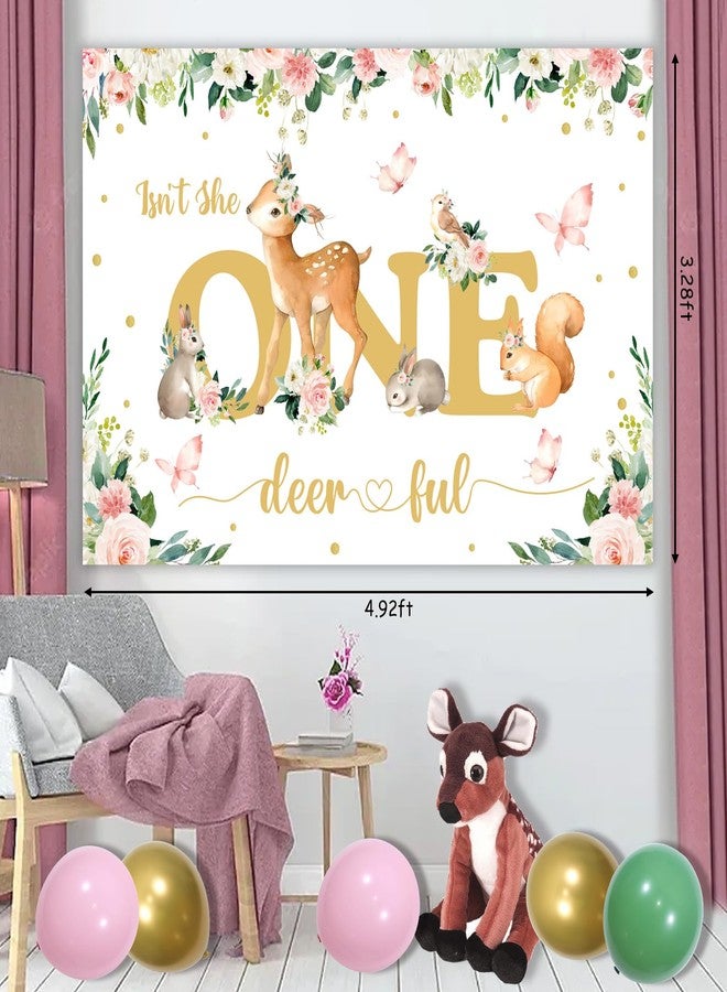 Fangleland Isn't She Onederful Girls 1st Birthday Decorations, Deer First Birthday Party Supplies for One Year Old Girl - Floral Backdrop Balloons Cake Cupcake Toppers, Woodland Animal Decors - Image 5